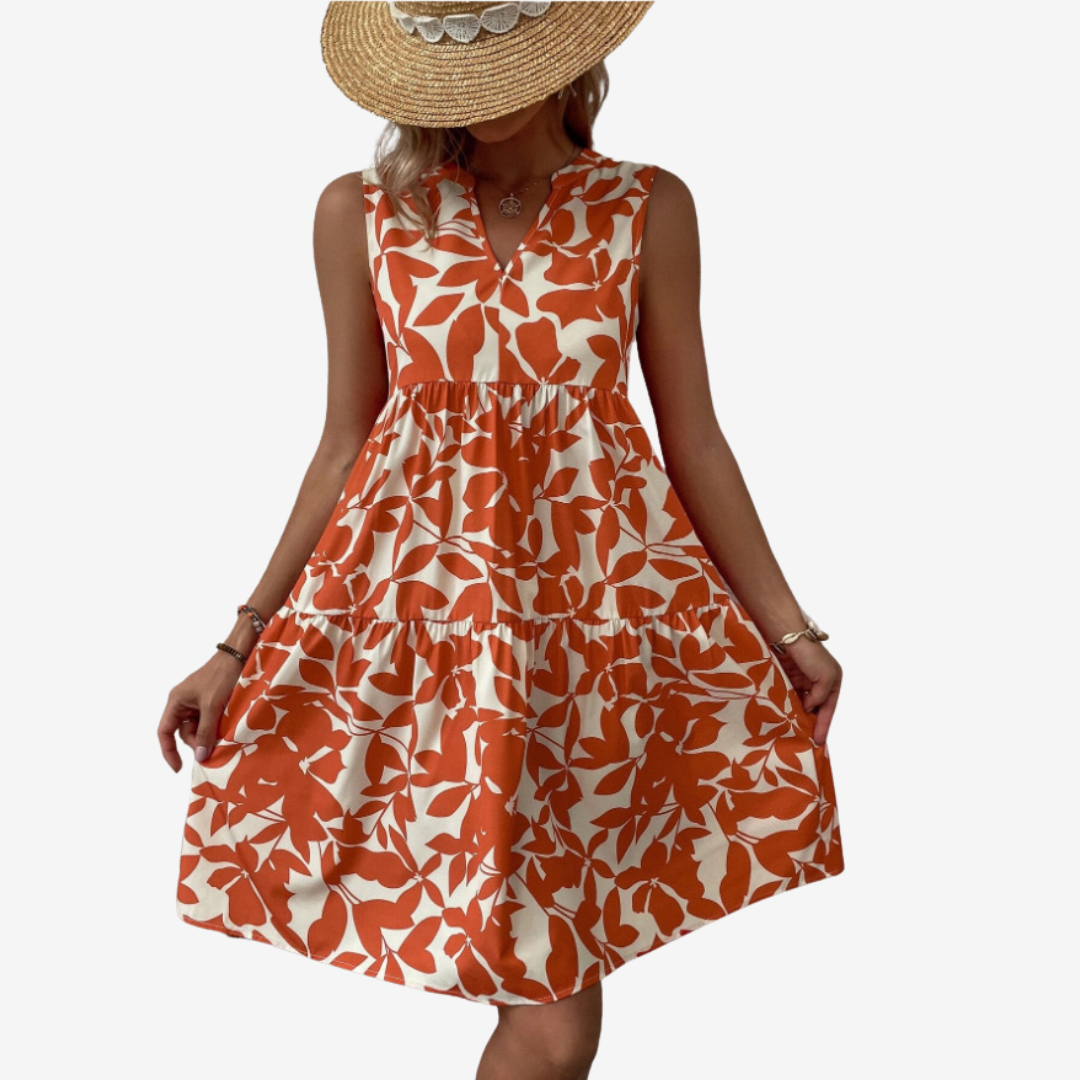 Séraphine™ Midi con motivo a foglie