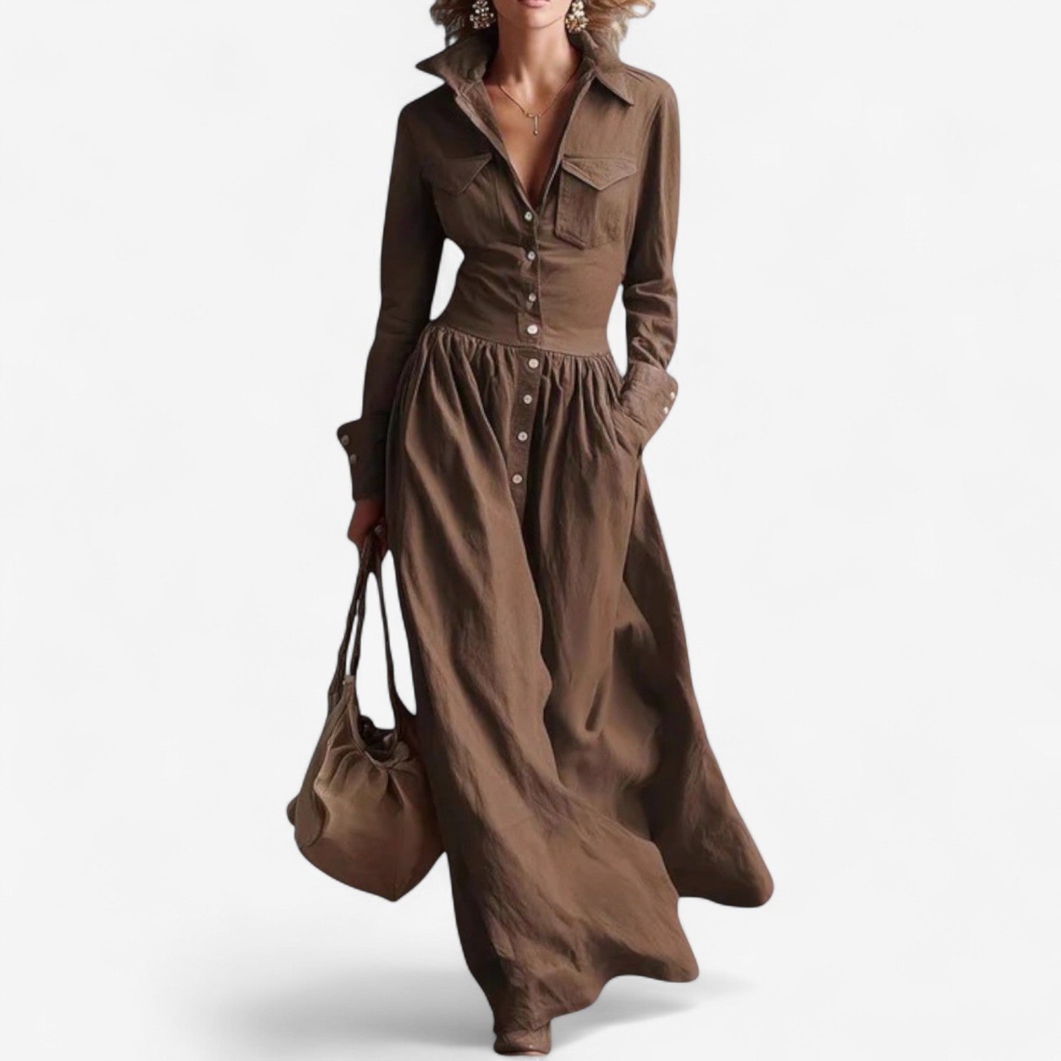 Janine™ Elegante abito con bottoni