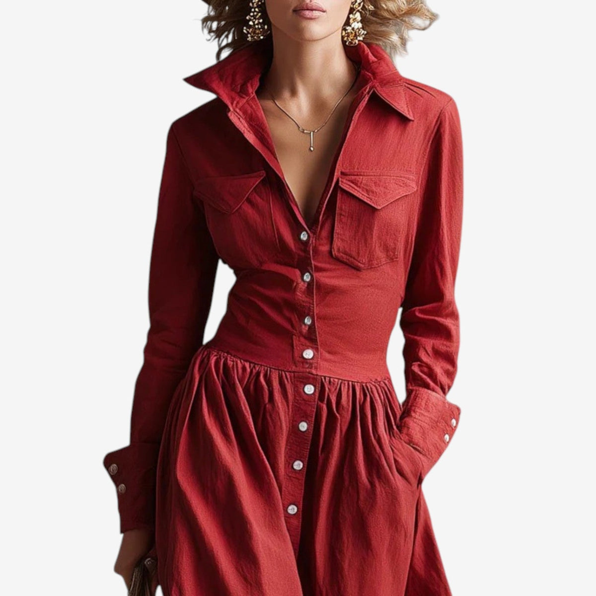 Janine™ Elegante abito con bottoni